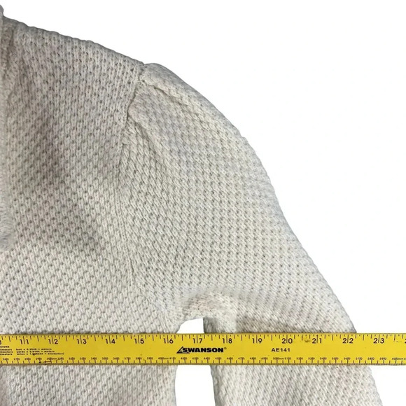 Gracie Women S Knit Cream Cropped Sweater 3/4 Sleeves Wool Cashmere Blend Jacket - Picture 10 of 15